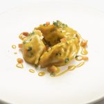 Casonsei Farcis au Filet de Brochet et à la Fondue de Poireau, Velouté de Poisson au Safran